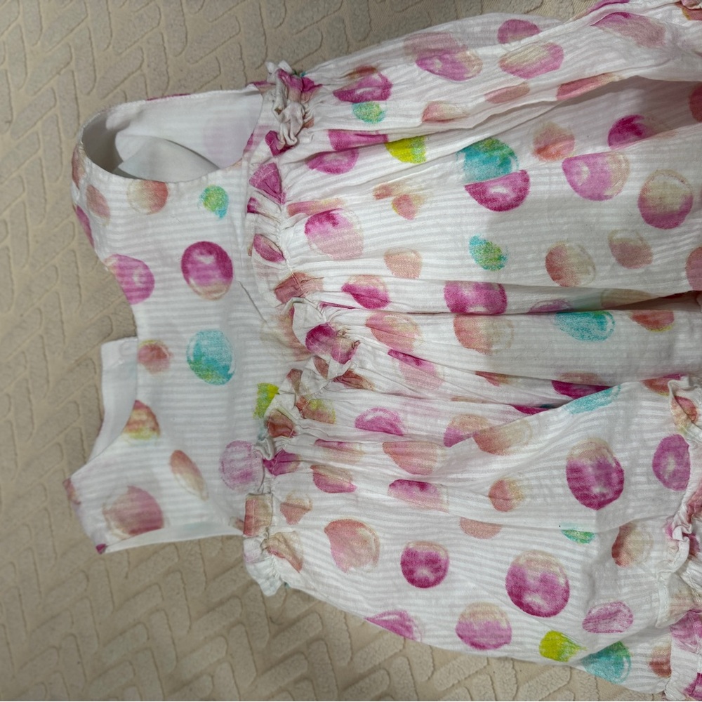 Sammy + Nat Pink and Blue Mock Neck Puff Sleeve Dress